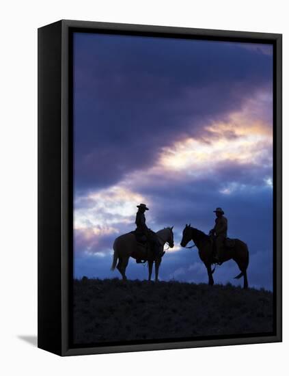 Cowboys in Silouette with Sunset-Terry Eggers-Framed Premier Image Canvas