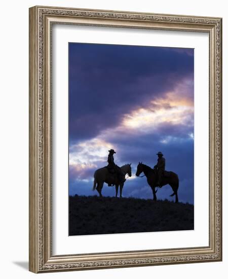 Cowboys in Silouette with Sunset-Terry Eggers-Framed Photographic Print