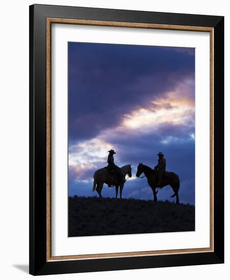 Cowboys in Silouette with Sunset-Terry Eggers-Framed Photographic Print