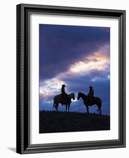 Cowboys in Silouette with Sunset-Terry Eggers-Framed Photographic Print