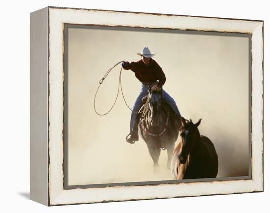 Cowboys Lassoing on the Range-DLILLC-Framed Premier Image Canvas