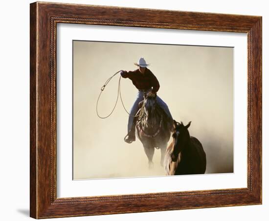 Cowboys Lassoing on the Range-DLILLC-Framed Photographic Print