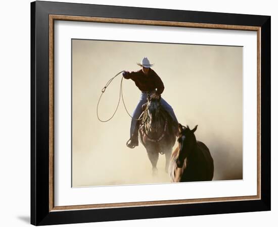 Cowboys Lassoing on the Range-DLILLC-Framed Photographic Print