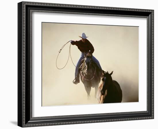 Cowboys Lassoing on the Range-DLILLC-Framed Photographic Print