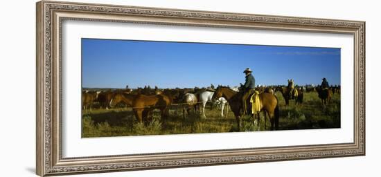 Cowboys Riding Horses in a Field-null-Framed Photographic Print