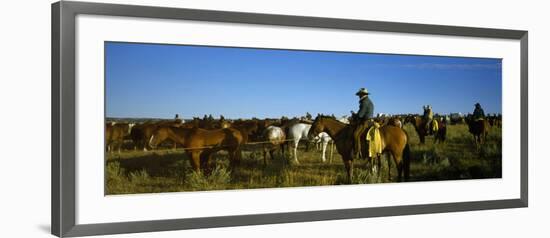 Cowboys Riding Horses in a Field-null-Framed Photographic Print