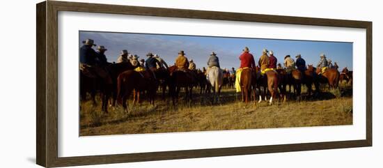 Cowboys Riding Horses in a Field-null-Framed Photographic Print