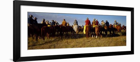 Cowboys Riding Horses in a Field-null-Framed Photographic Print