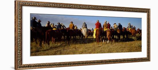 Cowboys Riding Horses in a Field-null-Framed Photographic Print