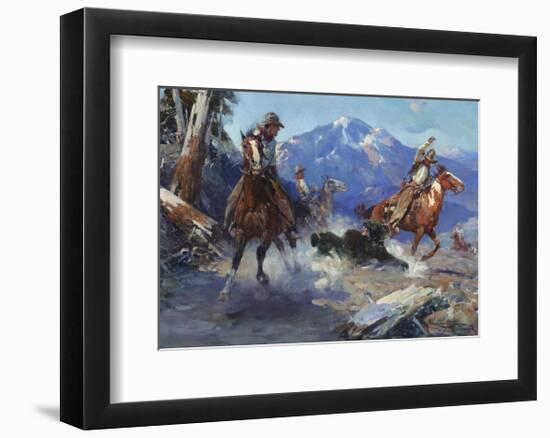 Cowboys Roping a Bear-Frank Tenney Johnson-Framed Premium Giclee Print