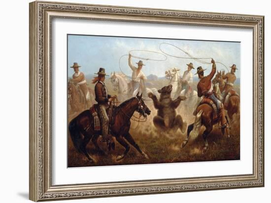 Cowboys Roping a Bear-James Walker-Framed Giclee Print