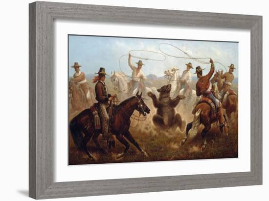 Cowboys Roping a Bear-James Walker-Framed Giclee Print