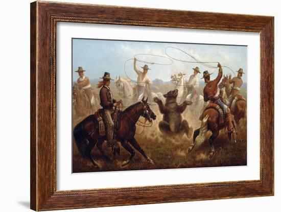 Cowboys Roping a Bear-James Walker-Framed Giclee Print