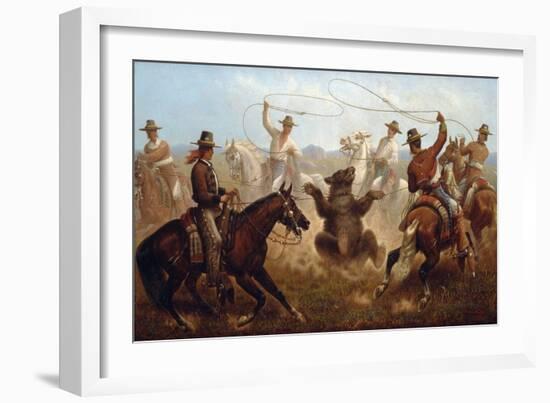 Cowboys Roping a Bear-James Walker-Framed Giclee Print