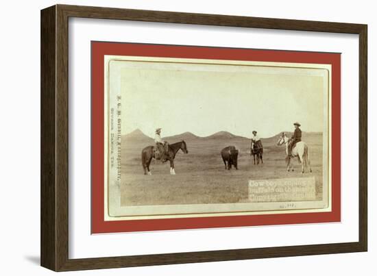 Cowboys, Roping a Buffalo on the Plains-John C. H. Grabill-Framed Giclee Print