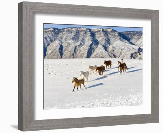 Cowboys With Horses, Hideout Ranch, Shell, Wyoming, USA-Joe Restuccia III-Framed Photographic Print