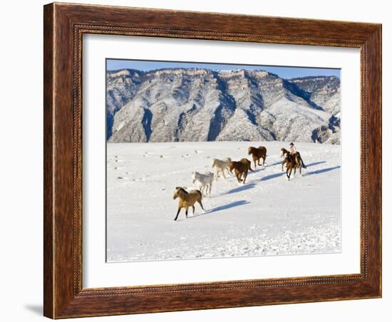 Cowboys With Horses, Hideout Ranch, Shell, Wyoming, USA-Joe Restuccia III-Framed Photographic Print