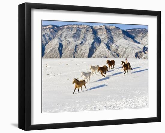 Cowboys With Horses, Hideout Ranch, Shell, Wyoming, USA-Joe Restuccia III-Framed Photographic Print