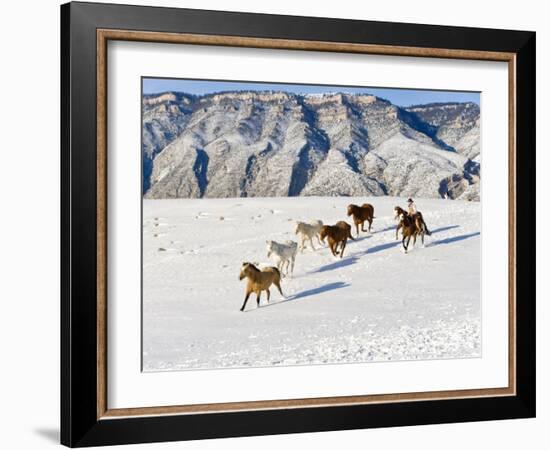 Cowboys With Horses, Hideout Ranch, Shell, Wyoming, USA-Joe Restuccia III-Framed Photographic Print
