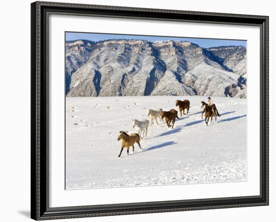 Cowboys With Horses, Hideout Ranch, Shell, Wyoming, USA-Joe Restuccia III-Framed Photographic Print