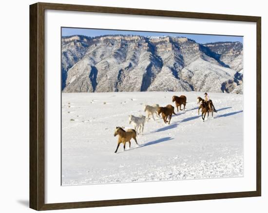 Cowboys With Horses, Hideout Ranch, Shell, Wyoming, USA-Joe Restuccia III-Framed Photographic Print