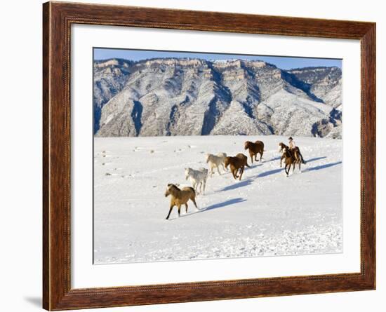 Cowboys With Horses, Hideout Ranch, Shell, Wyoming, USA-Joe Restuccia III-Framed Photographic Print