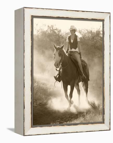 Cowgirl, Apache Spirit Ranch, Tombstone, Arizona, USA MR-Christian Heeb-Framed Premier Image Canvas