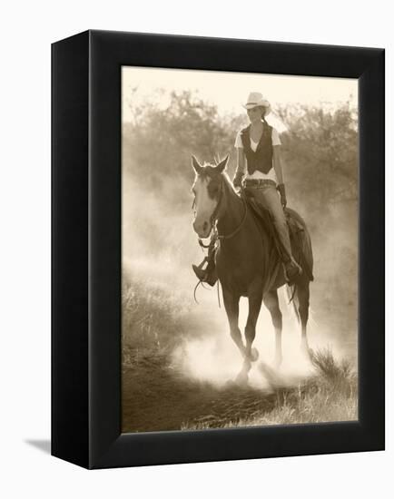 Cowgirl, Apache Spirit Ranch, Tombstone, Arizona, USA MR-Christian Heeb-Framed Premier Image Canvas