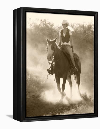 Cowgirl, Apache Spirit Ranch, Tombstone, Arizona, USA MR-Christian Heeb-Framed Premier Image Canvas