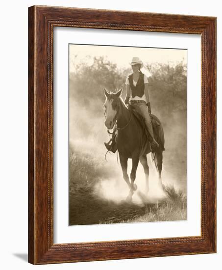 Cowgirl, Apache Spirit Ranch, Tombstone, Arizona, USA MR-Christian Heeb-Framed Photographic Print