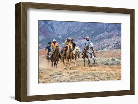 Cowgirl & Cowboy at Full Gallop-Terry Eggers-Framed Photographic Print