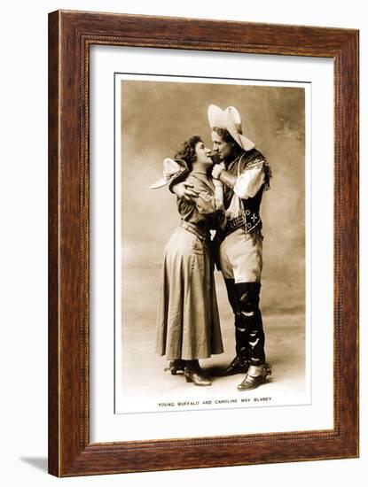 Cowgirl Dancing with Cowboy-null-Framed Art Print