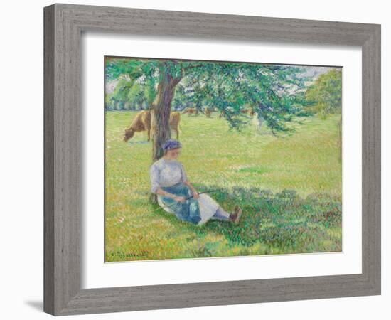 Cowgirl, Eragny (Gardeuse de Vaches, Eragny). 1887-Camille Pissarro-Framed Giclee Print
