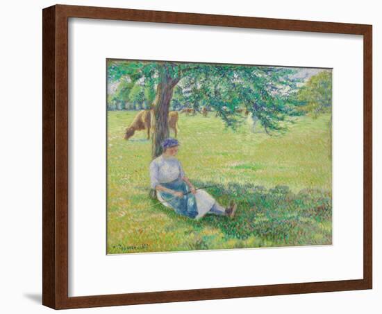 Cowgirl, Eragny (Gardeuse de Vaches, Eragny). 1887-Camille Pissarro-Framed Giclee Print