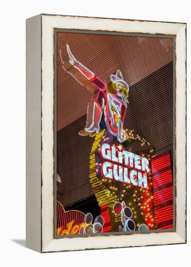 Cowgirl Glitter Gulch Neon Sign-Michael DeFreitas-Framed Premier Image Canvas