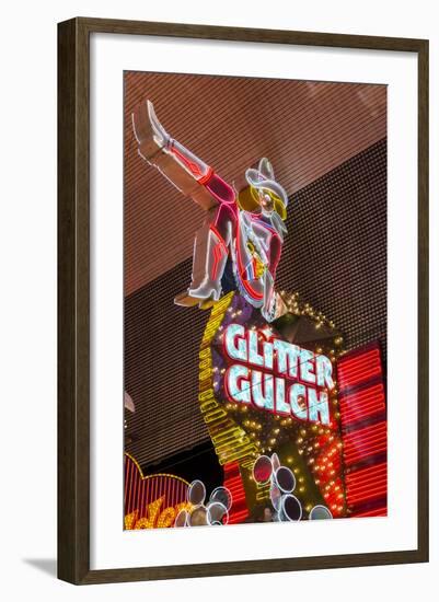 Cowgirl Glitter Gulch Neon Sign-Michael DeFreitas-Framed Photographic Print