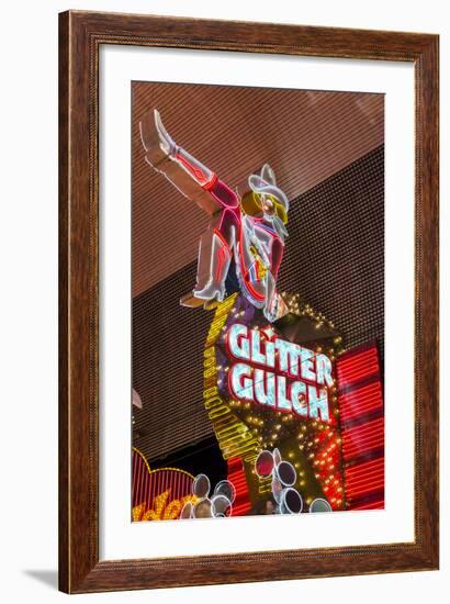 Cowgirl Glitter Gulch Neon Sign-Michael DeFreitas-Framed Photographic Print