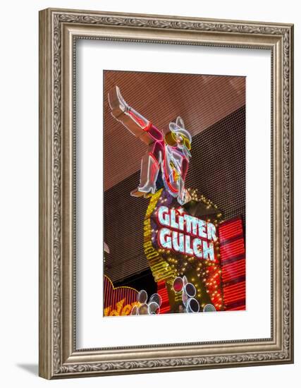 Cowgirl Glitter Gulch Neon Sign-Michael DeFreitas-Framed Photographic Print