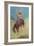 Cowgirl on Bucking Horse Painting-null-Framed Art Print