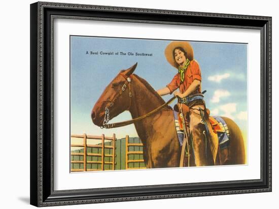 Cowgirl on Horse-null-Framed Art Print