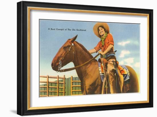 Cowgirl on Horse-null-Framed Art Print