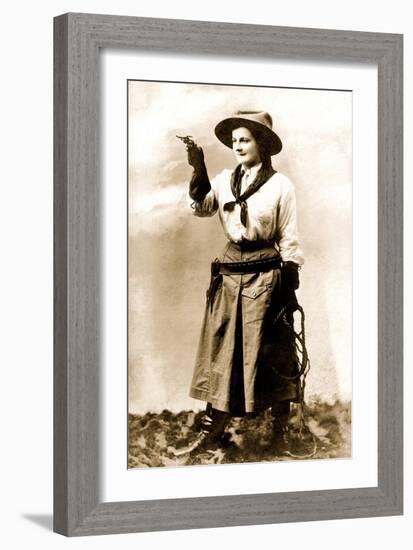 Cowgirl Pointing Gun-null-Framed Art Print
