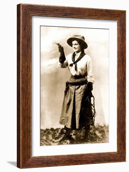 Cowgirl Pointing Gun-null-Framed Art Print