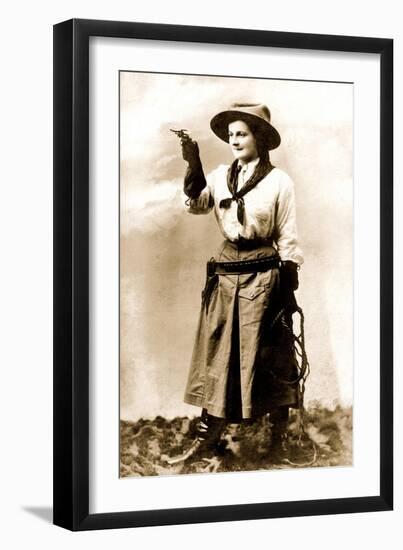 Cowgirl Pointing Gun-null-Framed Art Print