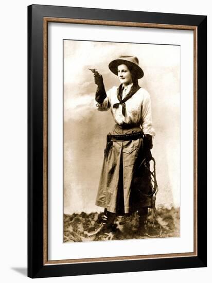 Cowgirl Pointing Gun-null-Framed Art Print