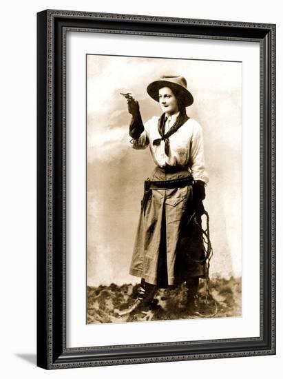 Cowgirl Pointing Gun-null-Framed Art Print