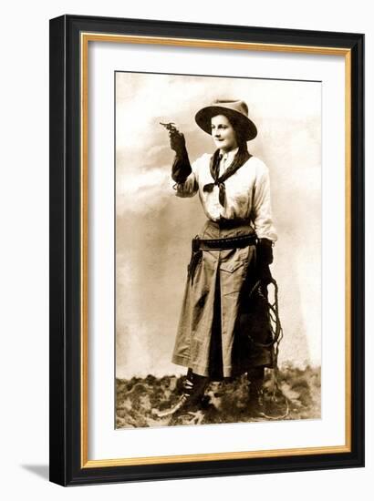 Cowgirl Pointing Gun-null-Framed Art Print