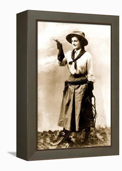Cowgirl Pointing Gun-null-Framed Stretched Canvas