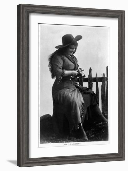 Cowgirl Portrait - Miss F G Kimberley Cutting an Apple-Lantern Press-Framed Art Print