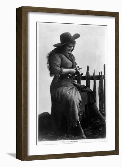 Cowgirl Portrait - Miss F G Kimberley Cutting an Apple-Lantern Press-Framed Art Print